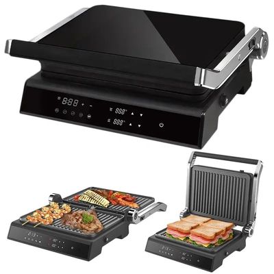 2200W 전기 그릴 파니니 메이커 조절 온도 샌드위치 프레스 토스터 열 180도 스테인레스 스틸 접촉 그릴