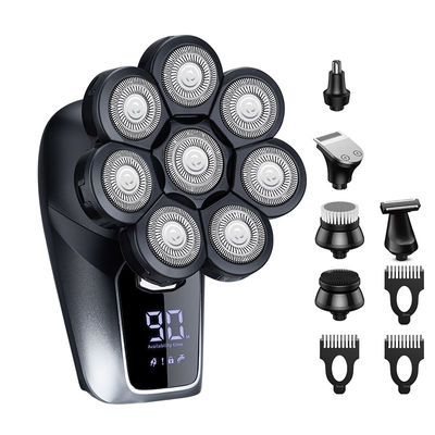 남성용 PRO 머리 면도기 9D 6 in 1 무선 재충전 LED 디스플레이 머리 면도기