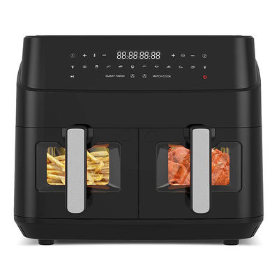 유리 창과 함께 9L 듀얼 바구니 공기 프라이어 2600W 스마트 디지털 듀얼존 공기 프라이어