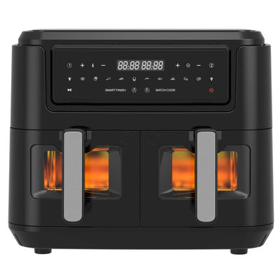 스마트 2400W 에어 프라이어 듀플 가시 투명한 창문 9L 디지털 두 구역 기술