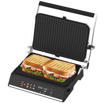 전기 디지털 접촉 BBQ 비스모크 그릴 가정용 요리 기기 분리 가능한 6 슬라이스 파니니 메이커 탐지 장치
