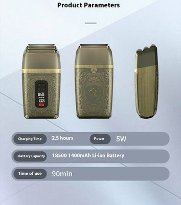 레트로 디자인 USB 충전식 전기 면도기, 1200mAh 배터리 및 1-3시간 고속 충전