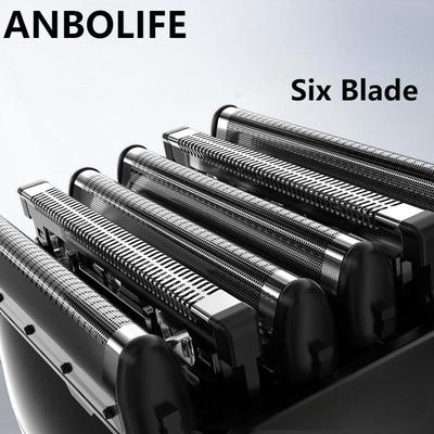 ANBOLIFE 6중 날 전기 면도기 (마그네틱 흡착 및 900mAh 리튬 배터리 포함) - IPX7 방수 남성용 포일 면도기