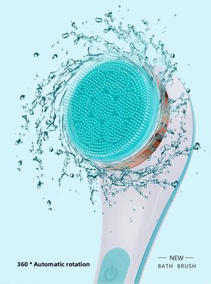 긴 손잡이 실리콘 바디 마사지 스크러버와 함께 완전 자동 재충전 전기 목욕 브러쉬