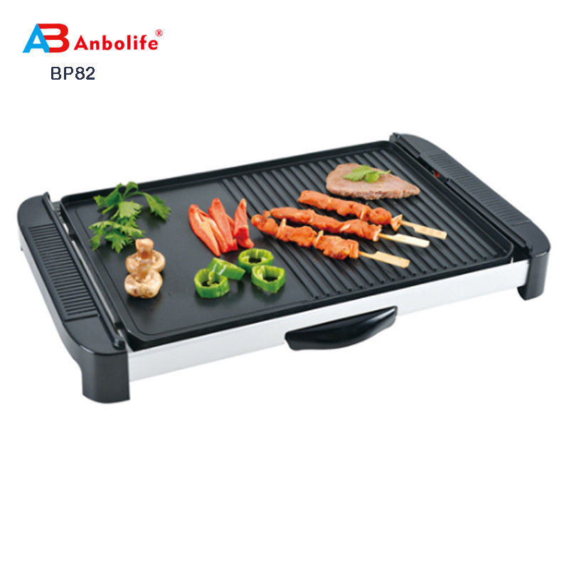 Anbo 다기능 둥근 전기 피자 냄비 오븐 세라믹 코팅 전기 BBQ 그릴 / 전기 그릴 / 덮개와 함께 그릴 플레이트